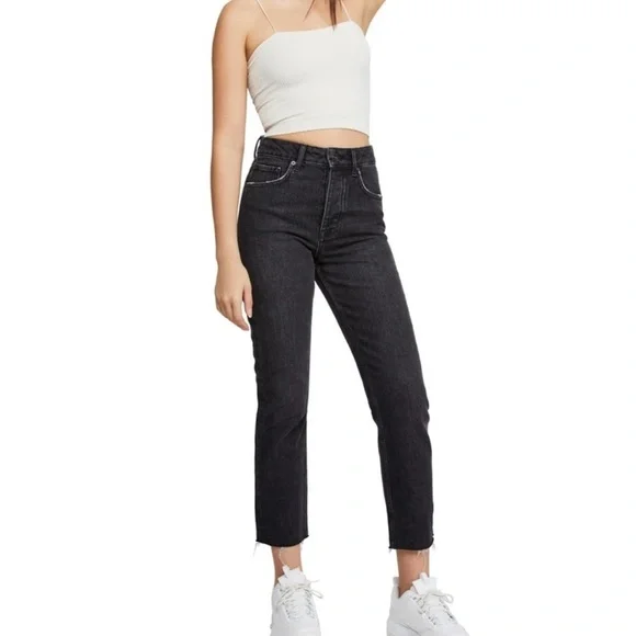 BDG Urban Outfitters Dillon Jeans Slim Fit Raw Hem Ankle Black Womens Sz 28 Boho - Picture 1 of 11